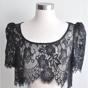 Handmade Scalloped Lace French Lace Crop Top S